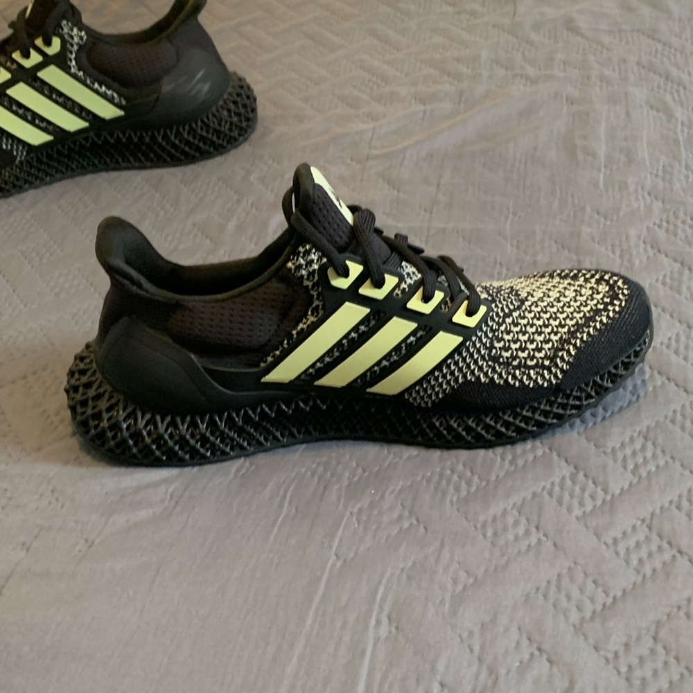Adidas Black and Yellow Athletic Shoes with Mesh Upper - Picture 4 of 6